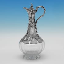 Antique Sterling Silver & Glass Claret Jug - Rawlings & Sumner, hallmarked in 1838 London - Victorian - Thumbnail 1