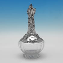 Antique Sterling Silver & Glass Claret Jug - Rawlings & Sumner, hallmarked in 1838 London - Victorian - Thumbnail 2