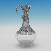 Antique Sterling Silver & Glass Claret Jug - Rawlings & Sumner, hallmarked in 1838 London - Victorian - Thumbnail 3
