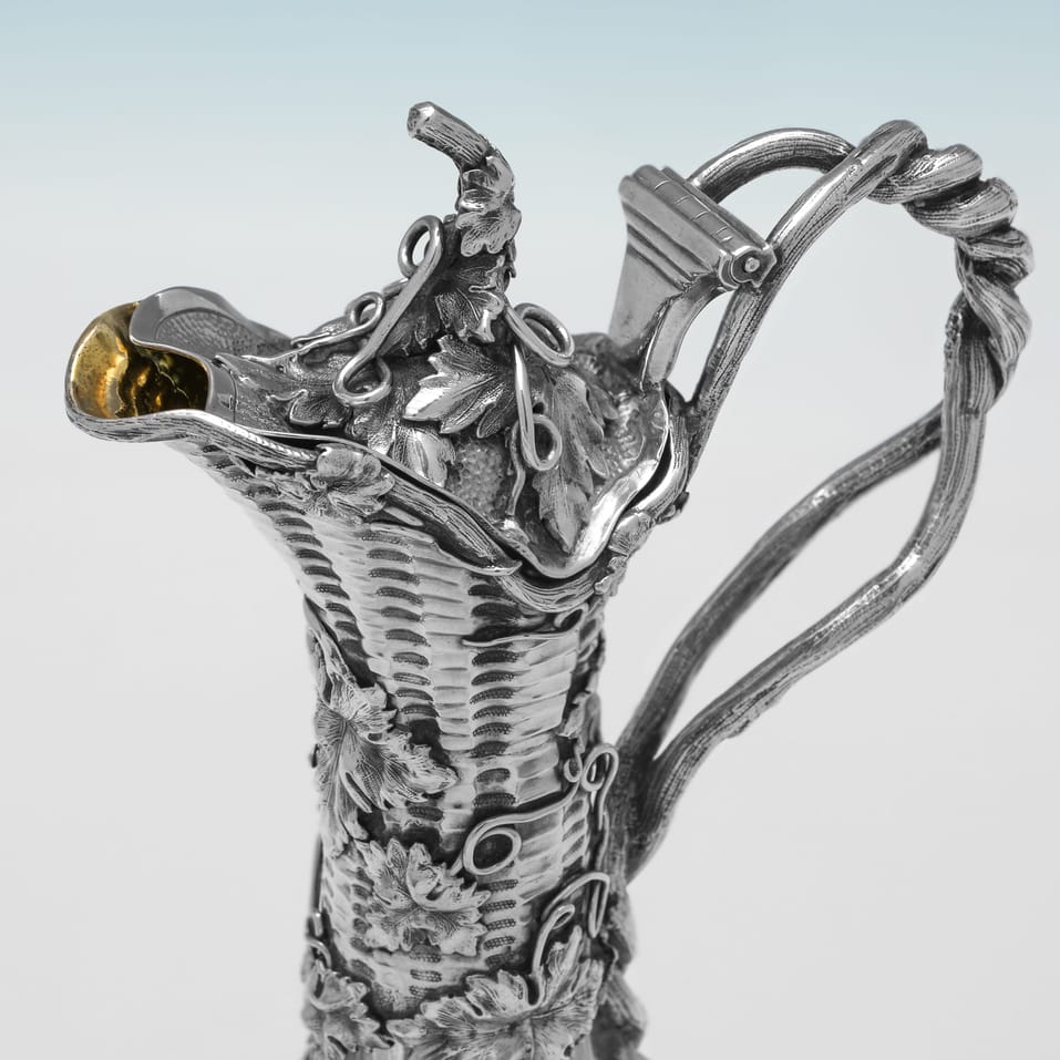 Antique Sterling Silver & Glass Claret Jug - Rawlings & Sumner, hallmarked in 1838 London - Victorian - Image 4