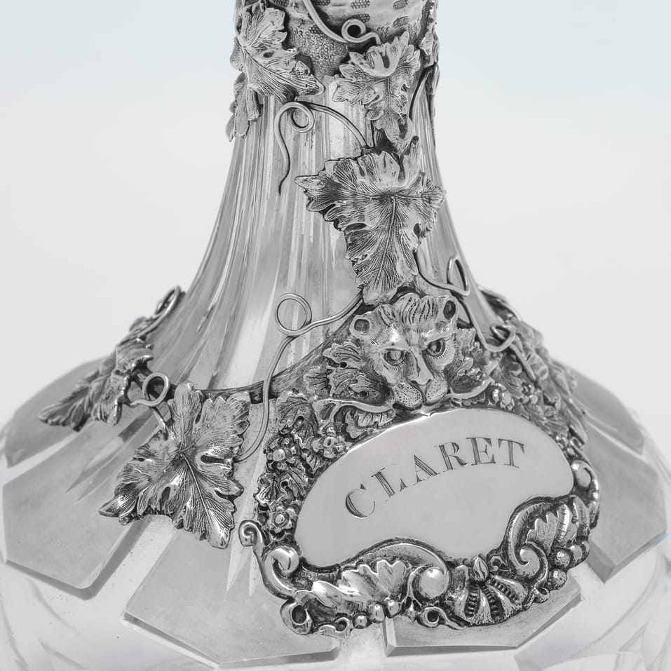 Antique Sterling Silver & Glass Claret Jug - Rawlings & Sumner, hallmarked in 1838 London - Victorian - Image 6