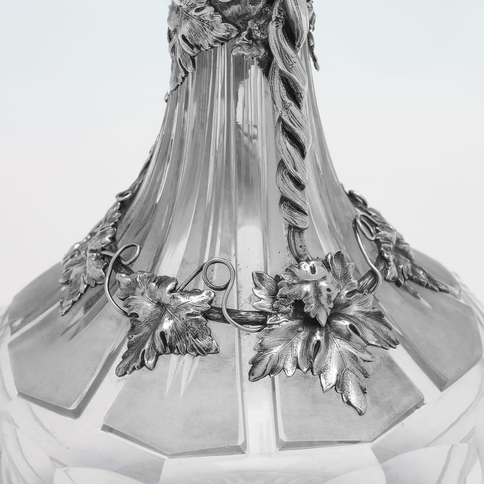 Antique Sterling Silver & Glass Claret Jug - Rawlings & Sumner, hallmarked in 1838 London - Victorian - Image 7