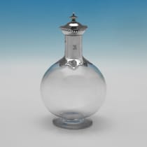 Antique Sterling Silver & Glass Pair of Claret Jugs - John Septimus Beresford, hallmarked in 1884 London - Victorian - Thumbnail 3