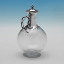 Antique Sterling Silver & Glass Pair of Claret Jugs - John Septimus Beresford, hallmarked in 1884 London - Victorian - Thumbnail 4