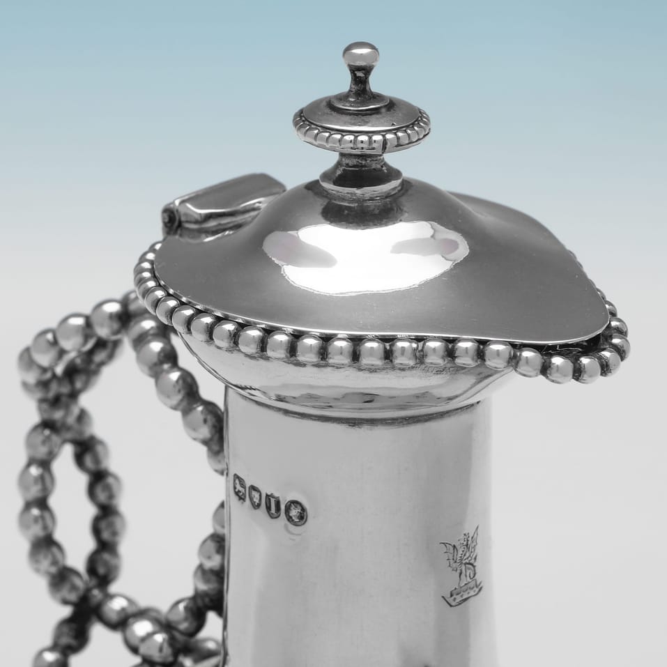 Antique Sterling Silver & Glass Pair of Claret Jugs - John Septimus Beresford, hallmarked in 1884 London - Victorian - Image 6