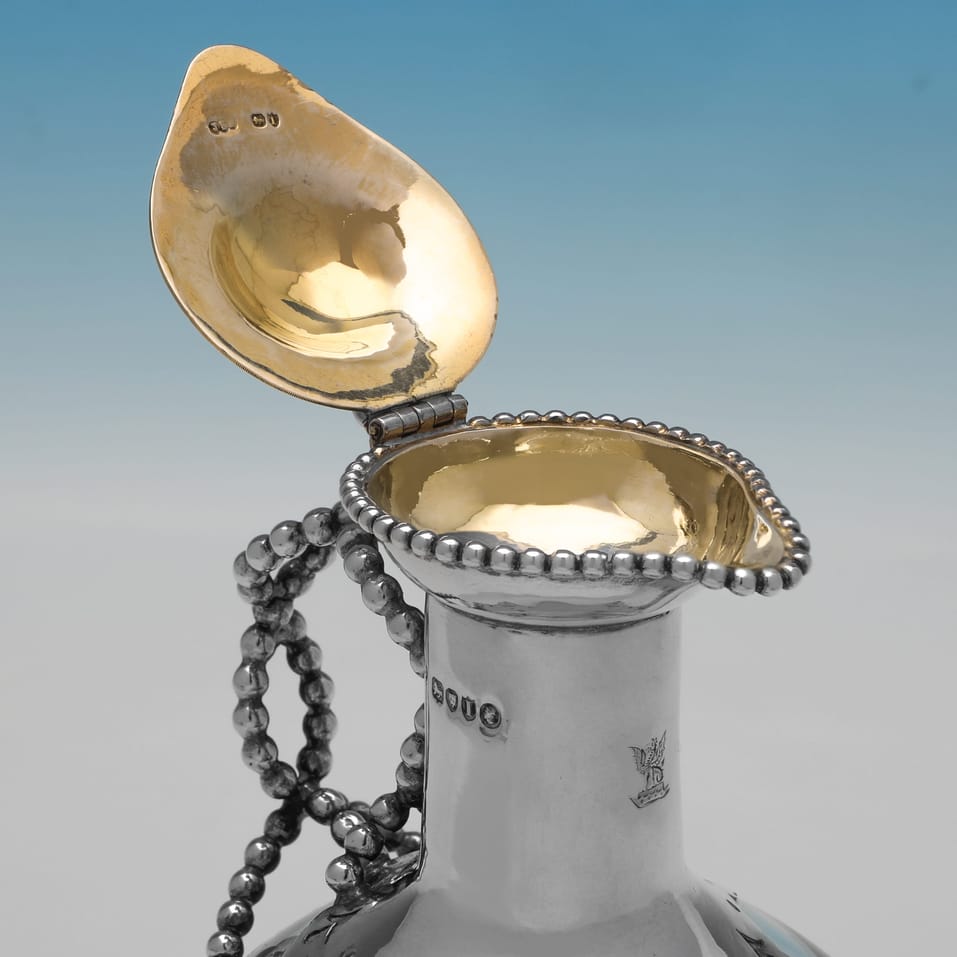 Antique Sterling Silver & Glass Pair of Claret Jugs - John Septimus Beresford, hallmarked in 1884 London - Victorian - Image 7