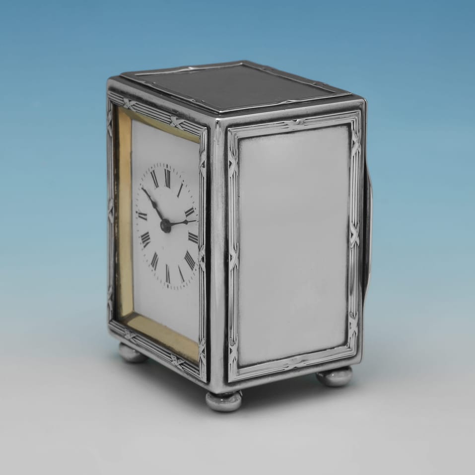 Antique Sterling Silver Carriage Clock - Asprey & Co. Ltd., hallmarked in 1911 London - George V - Image 3