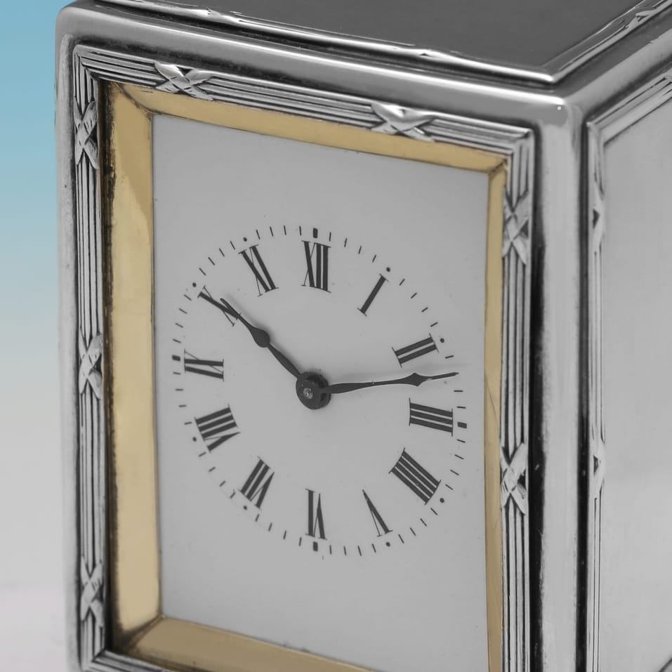Antique Sterling Silver Carriage Clock - Asprey & Co. Ltd., hallmarked in 1911 London - George V - Image 5