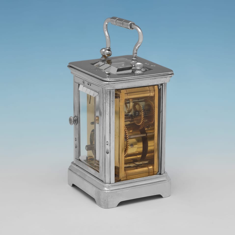 Antique Sterling Silver Carriage Clock - George Betjemann & Sons, hallmarked in 1890 London - Victorian - Image 2