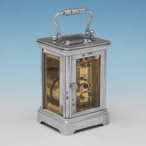 Antique Sterling Silver Carriage Clock - George Betjemann & Sons, hallmarked in 1890 London - Victorian - Thumbnail 3