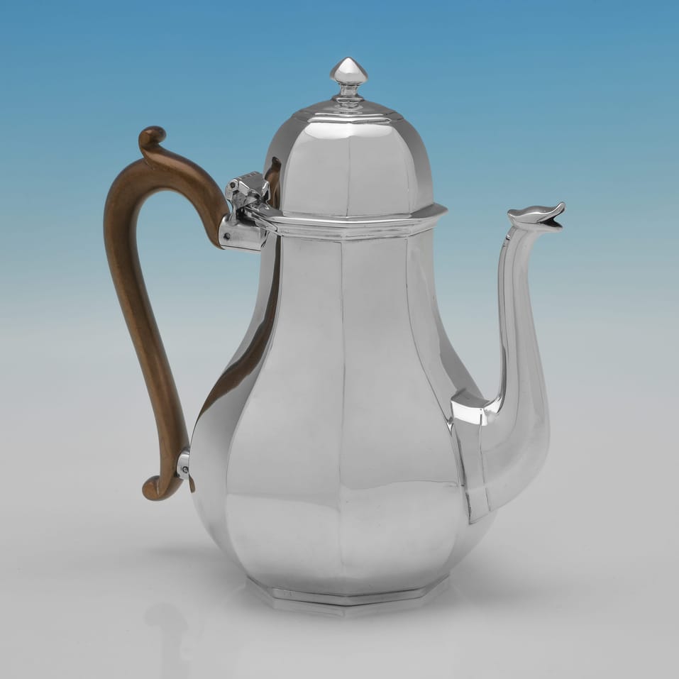 Antique Sterling Silver Octagonal Coffee Pot - Hancocks & Co., hallmarked in 1910 London - George V - Image 2