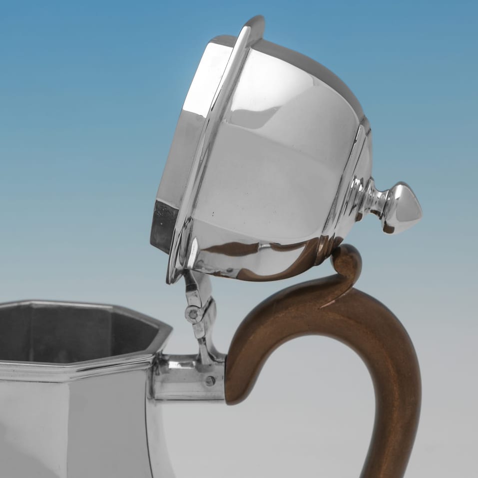 Antique Sterling Silver Octagonal Coffee Pot - Hancocks & Co., hallmarked in 1910 London - George V - Image 4