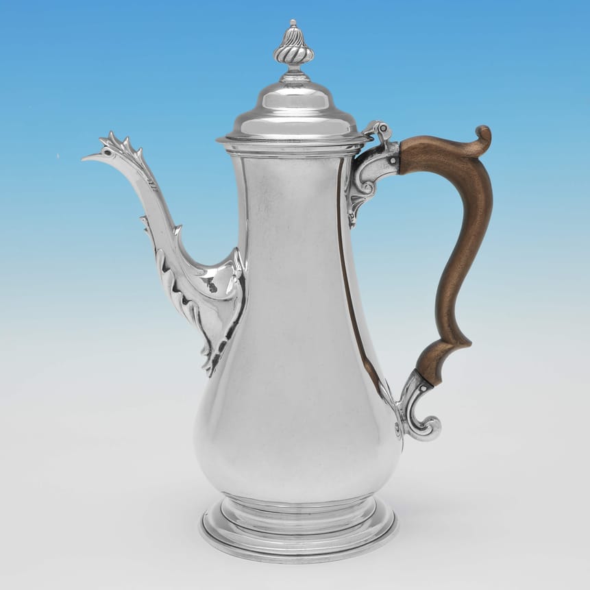 Antique Sterling Silver Coffee Pot - William & James Priest Hallmarked In 1765 London - Georgian - Image 4