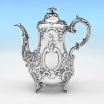 Antique Sterling Silver Coffee Pot - Barnard Brothers, hallmarked in 1856 London - Victorian - Thumbnail 1