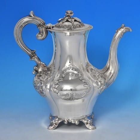 Antique Sterling Silver Coffee Pot - John Smyth Hallmarked In 1855 Dublin - Victorian - image 1