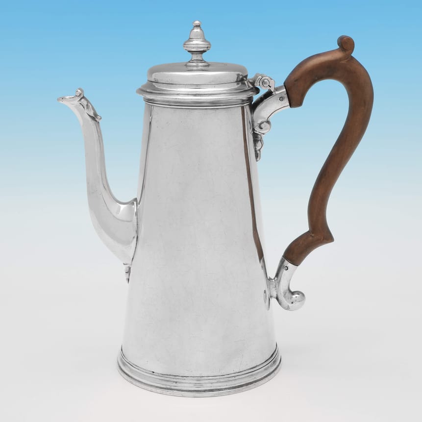 Antique Sterling Silver Coffee Pot - John Swift Hallmarked In 1730 London - Georgian - Image 2