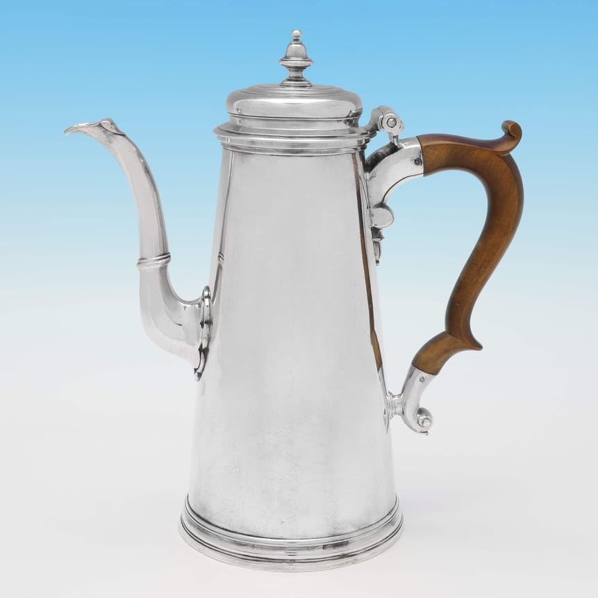Antique Sterling Silver Coffee Pot - Thomas Farren Hallmarked In 1733 London - Georgian - Image 1
