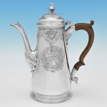 Antique Sterling Silver Coffee Pot - Gabriel Sleath, hallmarked in 1741 London - George II - Thumbnail 1