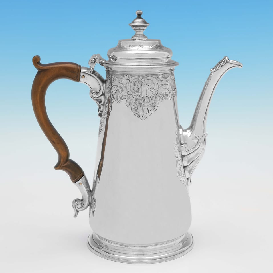Antique Sterling Silver Coffee Pot - Gabriel Sleath, hallmarked in 1741 London - George II - Image 2
