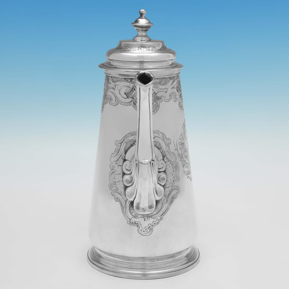 Antique Sterling Silver Coffee Pot - Gabriel Sleath, hallmarked in 1741 London - George II - Image 4