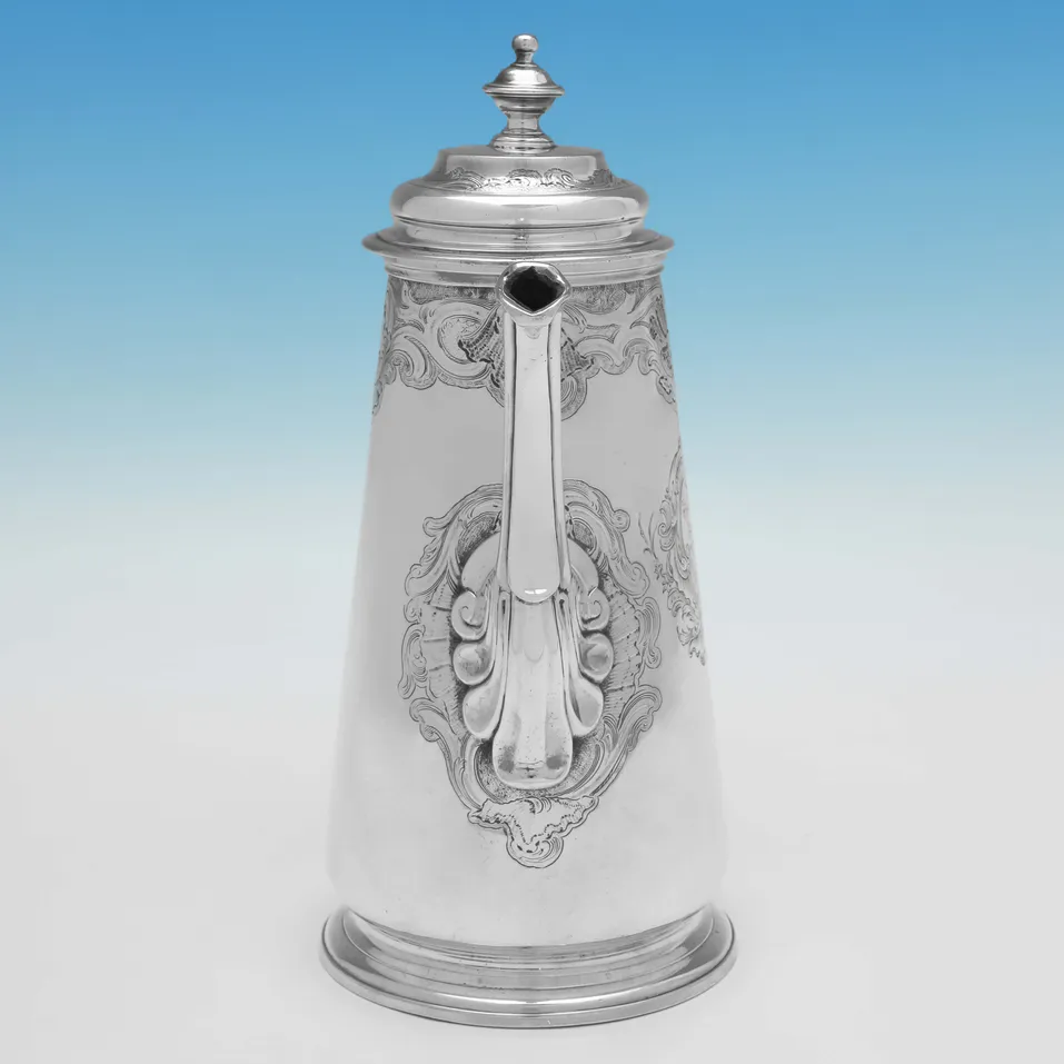 Antique Sterling Silver Coffee Pot - Gabriel Sleath, hallmarked in 1741 London - George II - Image 4
