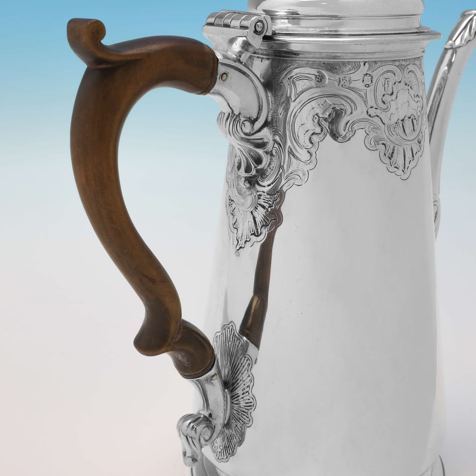 Antique Sterling Silver Coffee Pot - Gabriel Sleath, hallmarked in 1741 London - George II - Image 5
