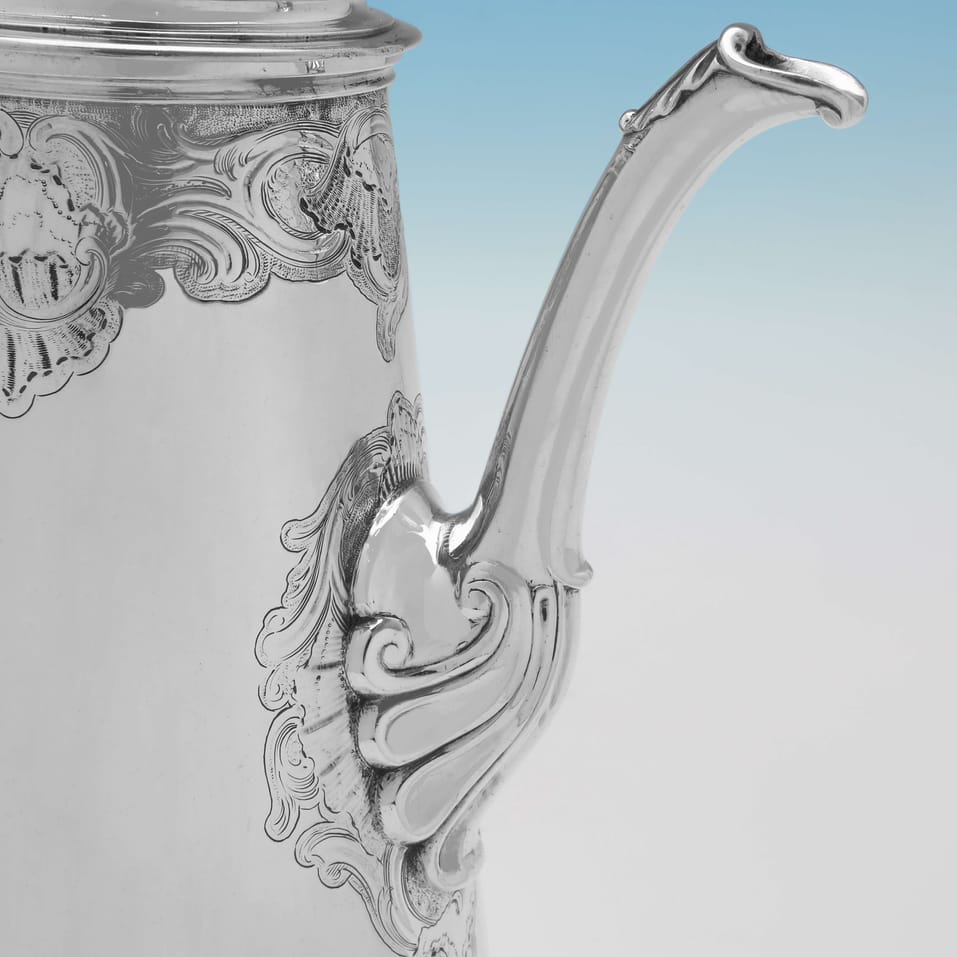 Antique Sterling Silver Coffee Pot - Gabriel Sleath, hallmarked in 1741 London - George II - Image 6