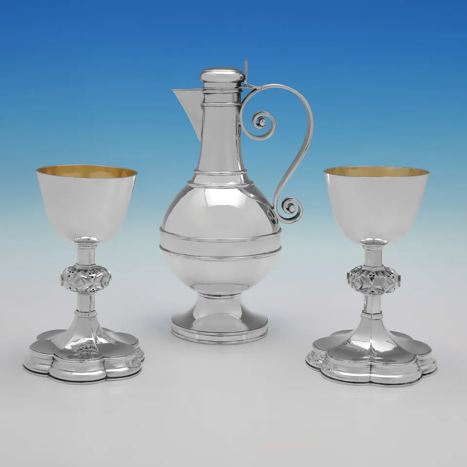 Antique Sterling Silver Communion Set - Samuel Smily, hallmarked in 1877 London - Victorian - Image 1