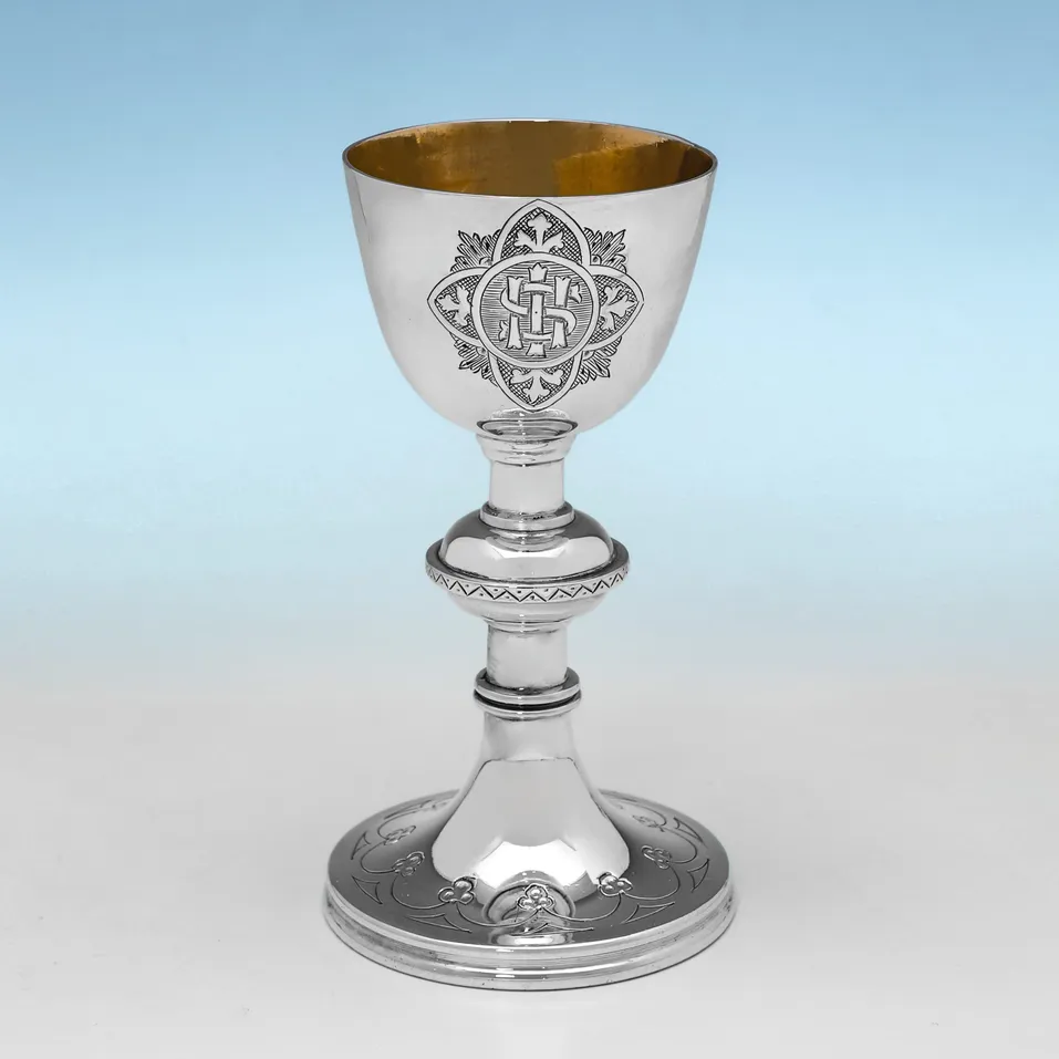 Antique Sterling Silver Travelling Communion Set - Henry Wilkinson & Walker & Hall, hallmarked in 1894 Sheffield - Victorian - Image 4