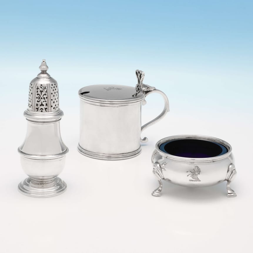 Antique Sterling Silver Condiment Set - Richard Comyns Hallmarked In 1919 London - George V - Image 1