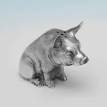 Sterling Silver Pig Salt & Pepper - hallmarked in 1999 London - Elizabeth II - Thumbnail 2