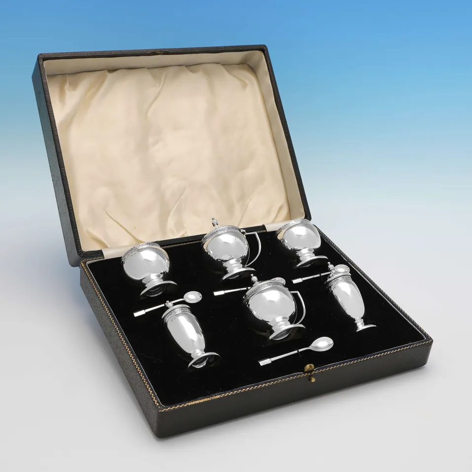 Sterling Silver 6 Piece Condiment Set - Roberts & Dore, hallmarked in 1937 Birmingham - George VI - Image 1