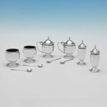Sterling Silver 6 Piece Condiment Set - Roberts & Dore, hallmarked in 1937 Birmingham - George VI - Thumbnail 2