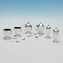 Sterling Silver 6 Piece Condiment Set - Roberts & Dore, hallmarked in 1937 Birmingham - George VI - Thumbnail 2