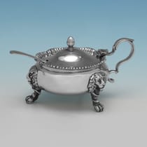 Sterling Silver & Glass Condiment Set - Marlow Brothers, hallmarked in 1995 London - Elizabeth II - Thumbnail 2