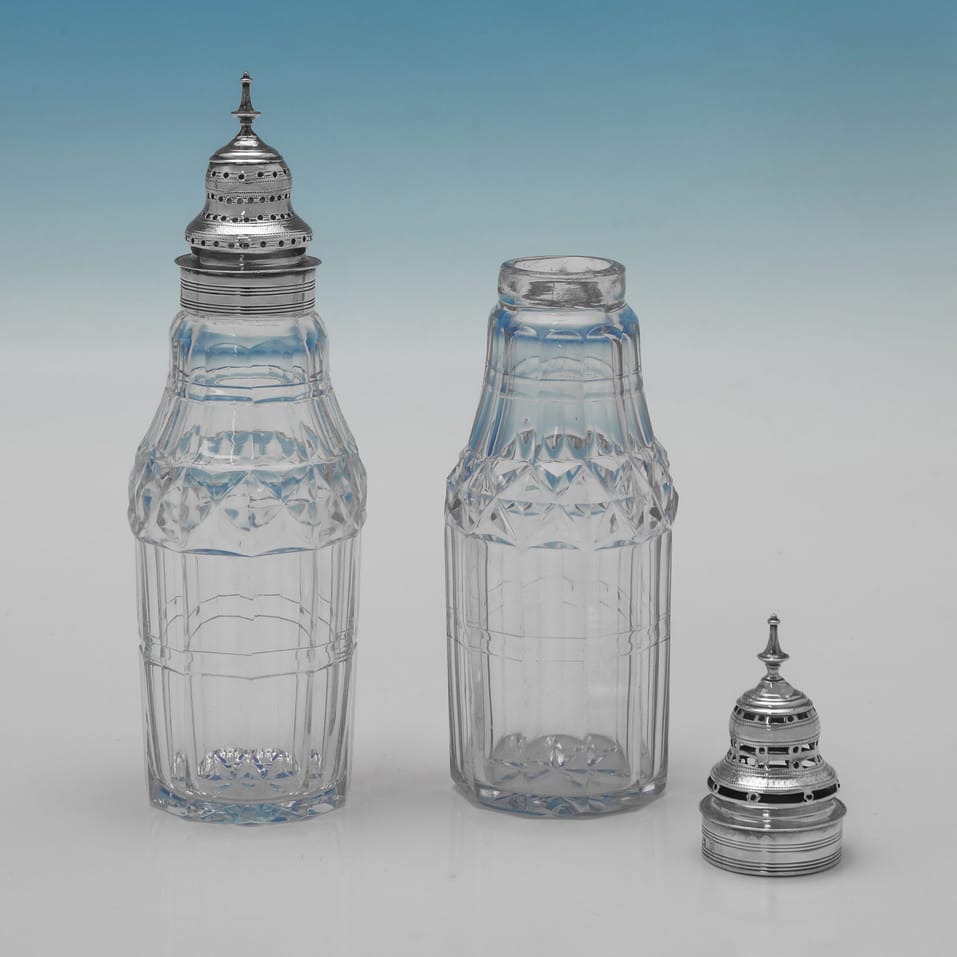 Antique Sterling Silver & Glass Cruet Set - Hester Bateman, hallmarked in 1790 London - George III - Image 7