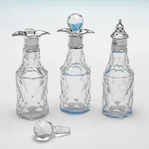 Antique Sterling Silver & Glass Cruet Set - Goldsmiths & Silversmiths Co., hallmarked in 1908 London - Edwardian - Thumbnail 4