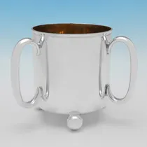 Antique Sterling Silver Three Handled Cup - Aldwinckle & Slater, hallmarked in 1884 London - Victorian - Thumbnail 1