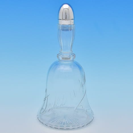 Antique Sterling Silver & Glass Novelty 'Bell' Whisky Decanter - hallmarked in 1908 Birmingham - Edwardian