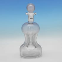 Antique Sterling Silver & Glass Decanter - John Round & Son Ltd., hallmarked in 1896 Sheffield - Victorian - Thumbnail 1
