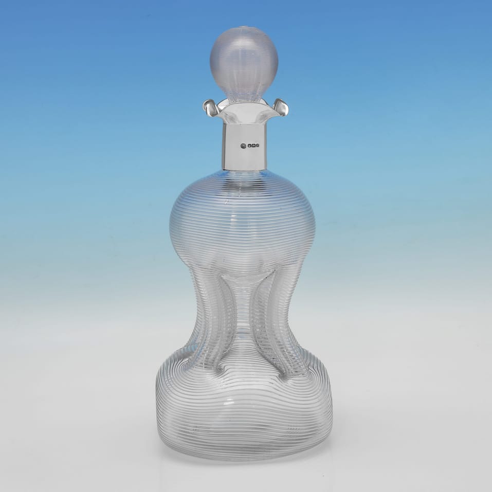 Antique Sterling Silver & Glass Decanter - John Round & Son Ltd., hallmarked in 1896 Sheffield - Victorian