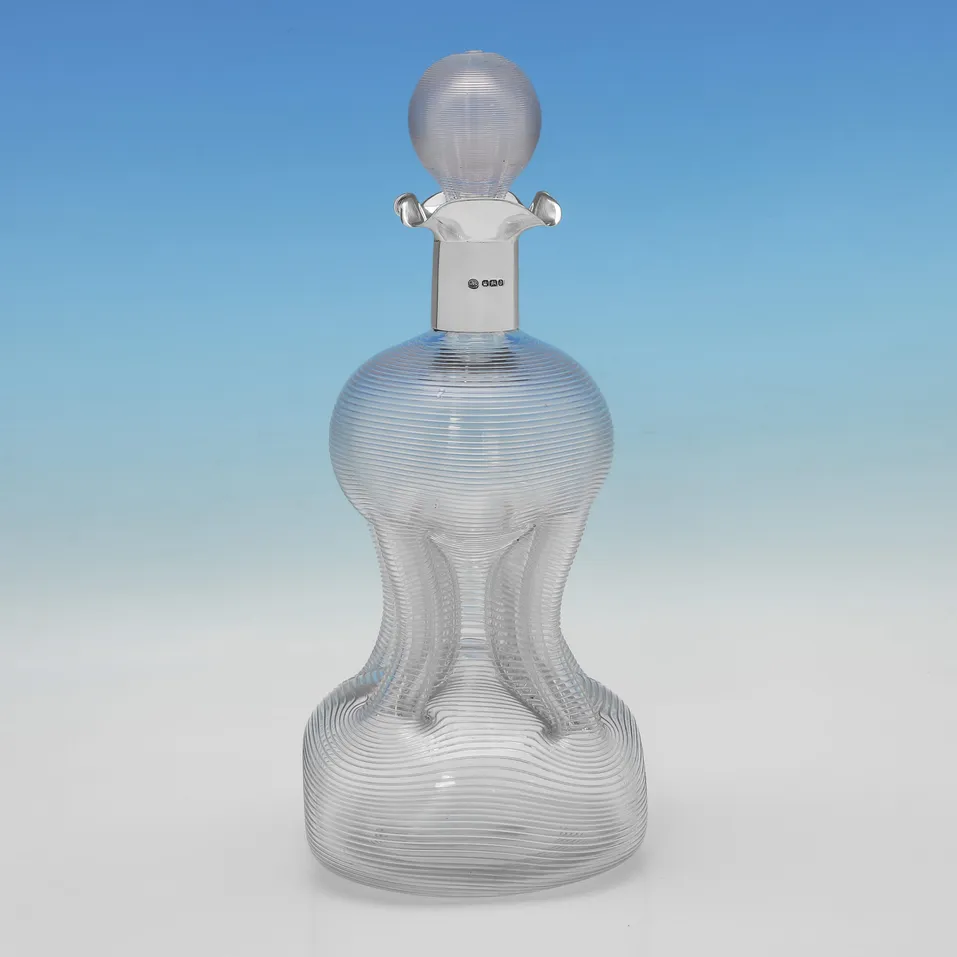 Antique Sterling Silver & Glass Decanter - John Round & Son Ltd., hallmarked in 1896 Sheffield - Victorian