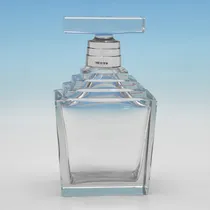 Sterling Silver & Glass Decanter - Walker & Hall, hallmarked in 1938 Chester - George VI - Thumbnail 1