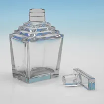 Sterling Silver & Glass Decanter - Walker & Hall, hallmarked in 1938 Chester - George VI - Thumbnail 4