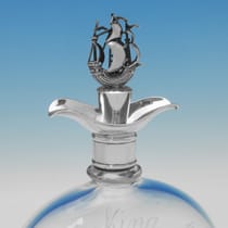 Antique Sterling Silver & Glass Decanter - Dudley & Cox, hallmarked in 1924 London - George V - Thumbnail 4