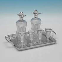 Antique Sterling Silver & Glass Decanter & Shot Glass Set - Heath & Middleton, hallmarked in 1896 Birmingham & London - Victorian - Thumbnail 1