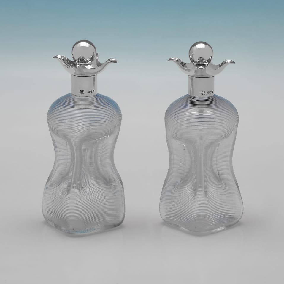 Antique Sterling Silver & Glass Decanter & Shot Glass Set - Heath & Middleton, hallmarked in 1896 Birmingham & London - Victorian - Image 3