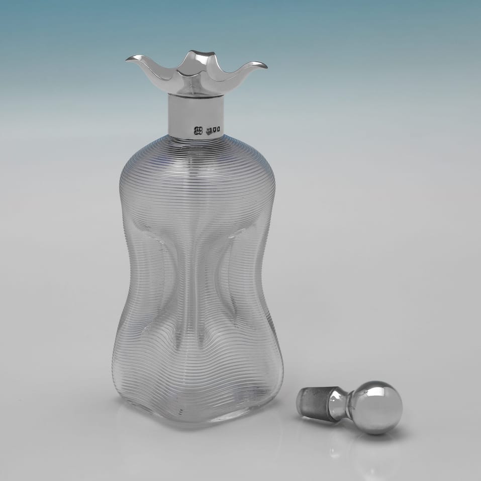 Antique Sterling Silver & Glass Decanter & Shot Glass Set - Heath & Middleton, hallmarked in 1896 Birmingham & London - Victorian - Image 5