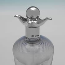 Antique Sterling Silver & Glass Decanter & Shot Glass Set - Heath & Middleton, hallmarked in 1896 Birmingham & London - Victorian - Thumbnail 6