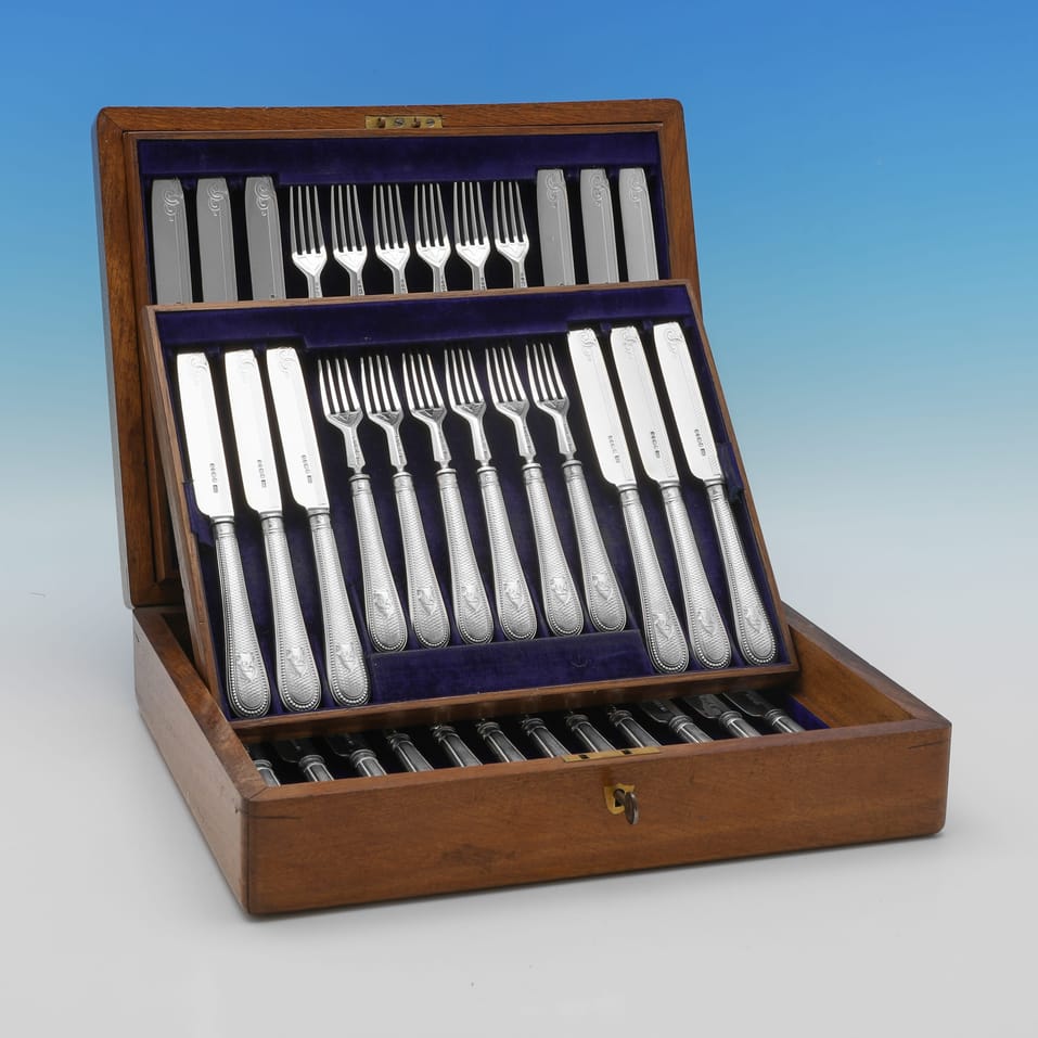 Antique Sterling Silver Dessert Set - Henry Harrison, hallmarked in 1873 Sheffield - Victorian